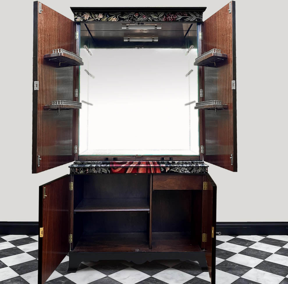 Antique style drinks cabinet with Pomona tapestry design