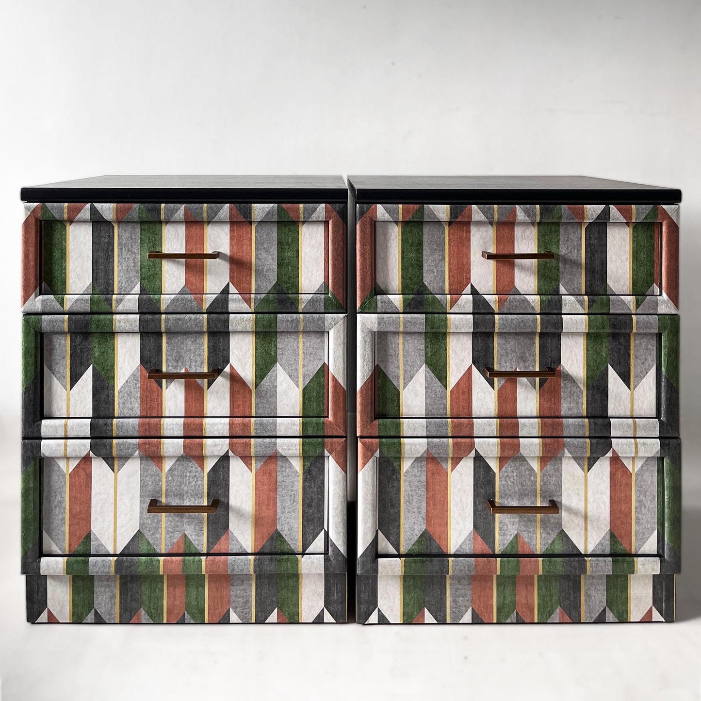 Vintage Bedside drawers with Chevron pattern