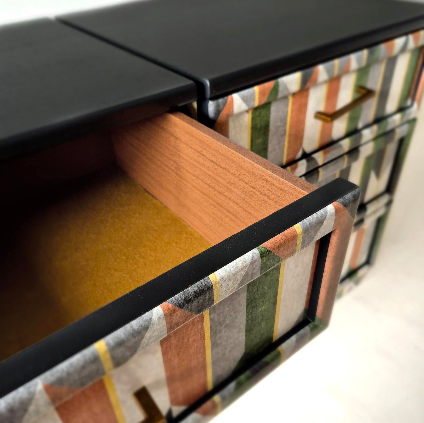 Vintage Bedside drawers with Chevron pattern