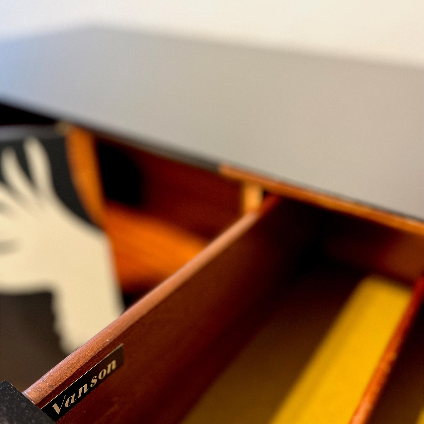 Vintage sideboard with oriental Crane and flower design
