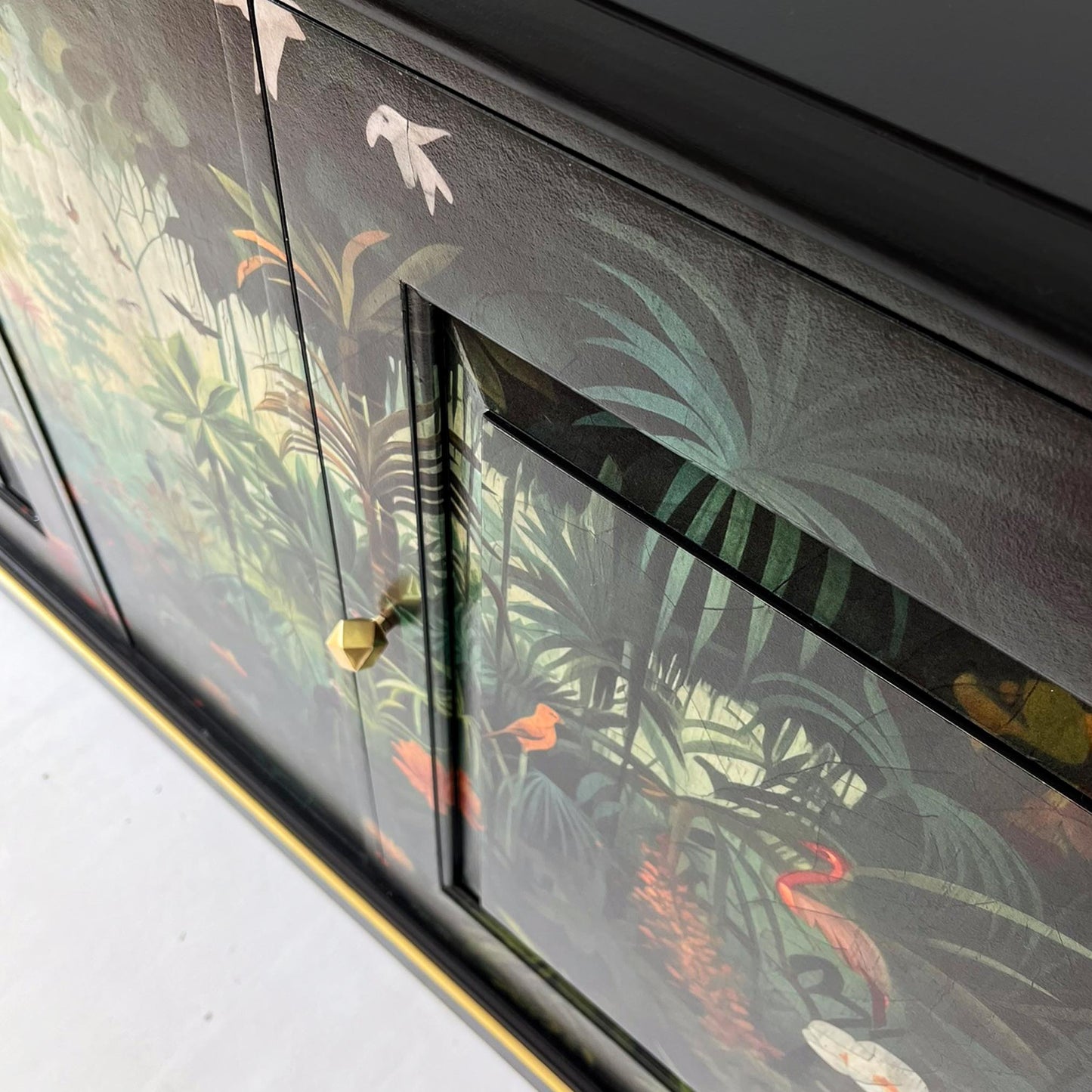 Bespoke TV cabinet with exotic rainforest design