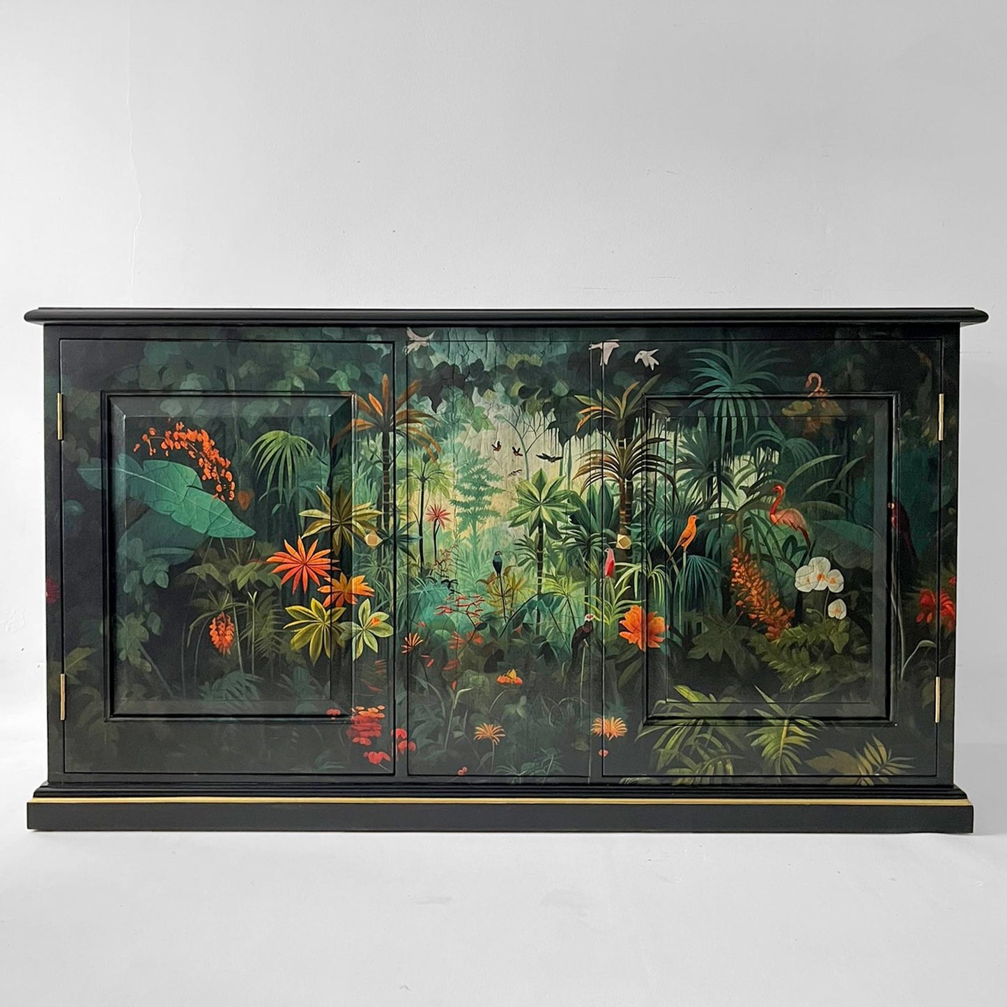 Bespoke TV cabinet with exotic rainforest design