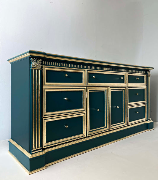 Upcycled Georgian style sideboard with gold