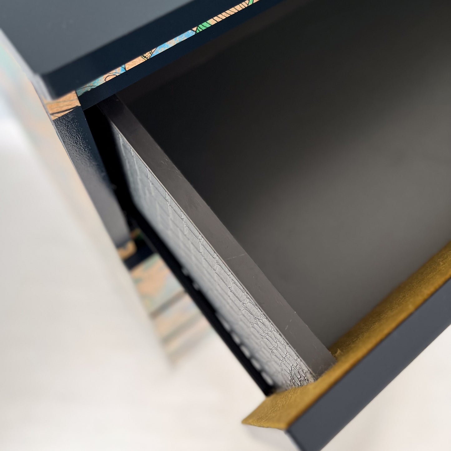 Small upcycled chest of drawers with exotic Jungle design