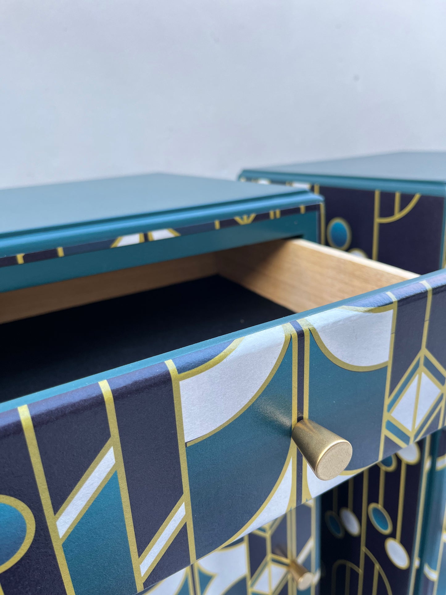 Set of bedside tables geometric oriental design