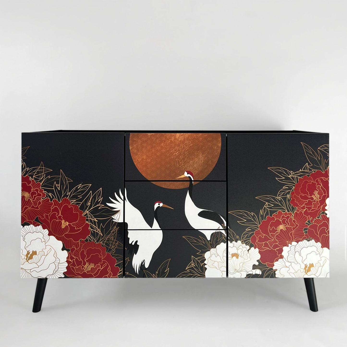 Small modern sideboard with floral Oriental design