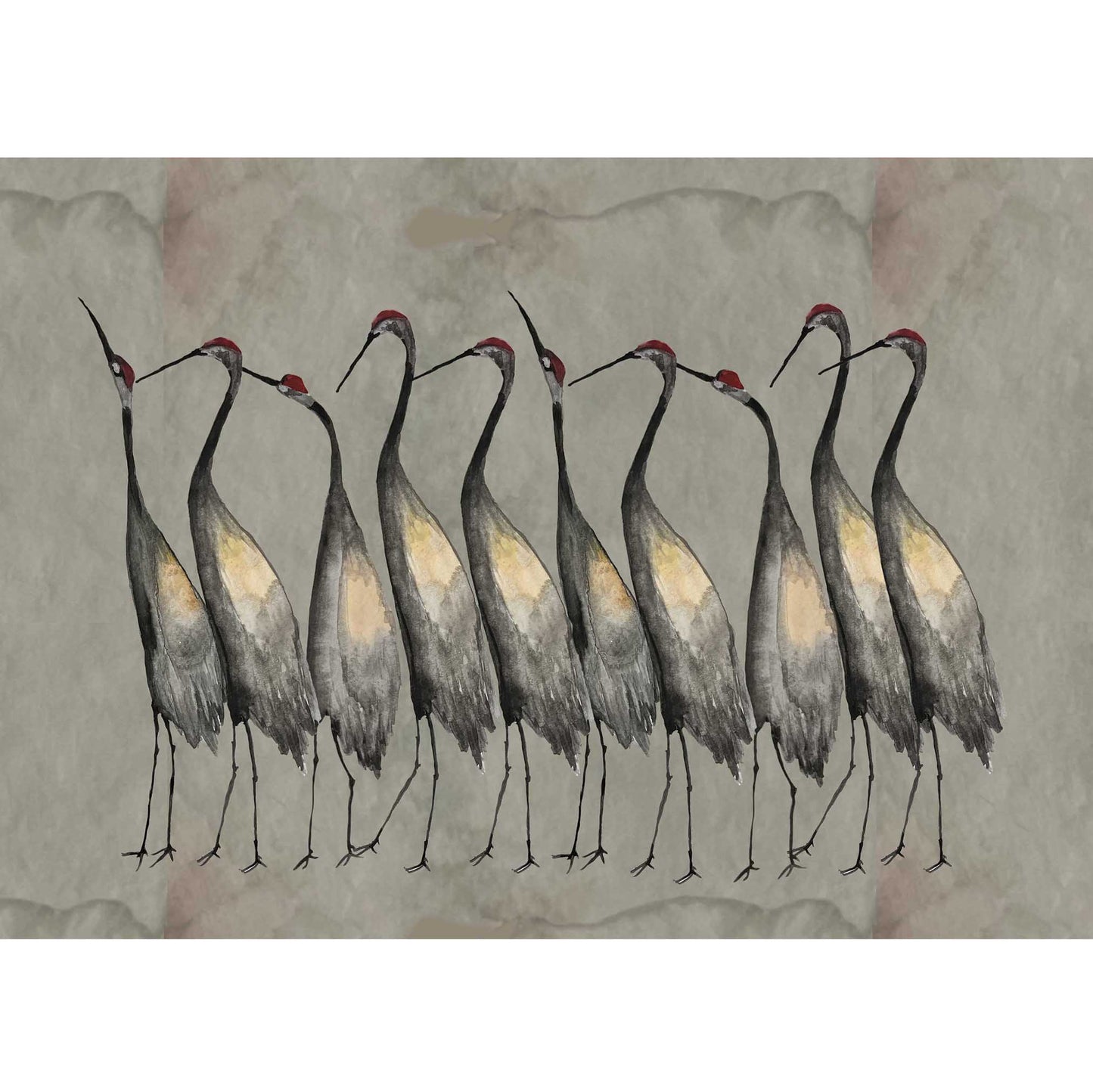 Watercolour Japanese Cranes poster