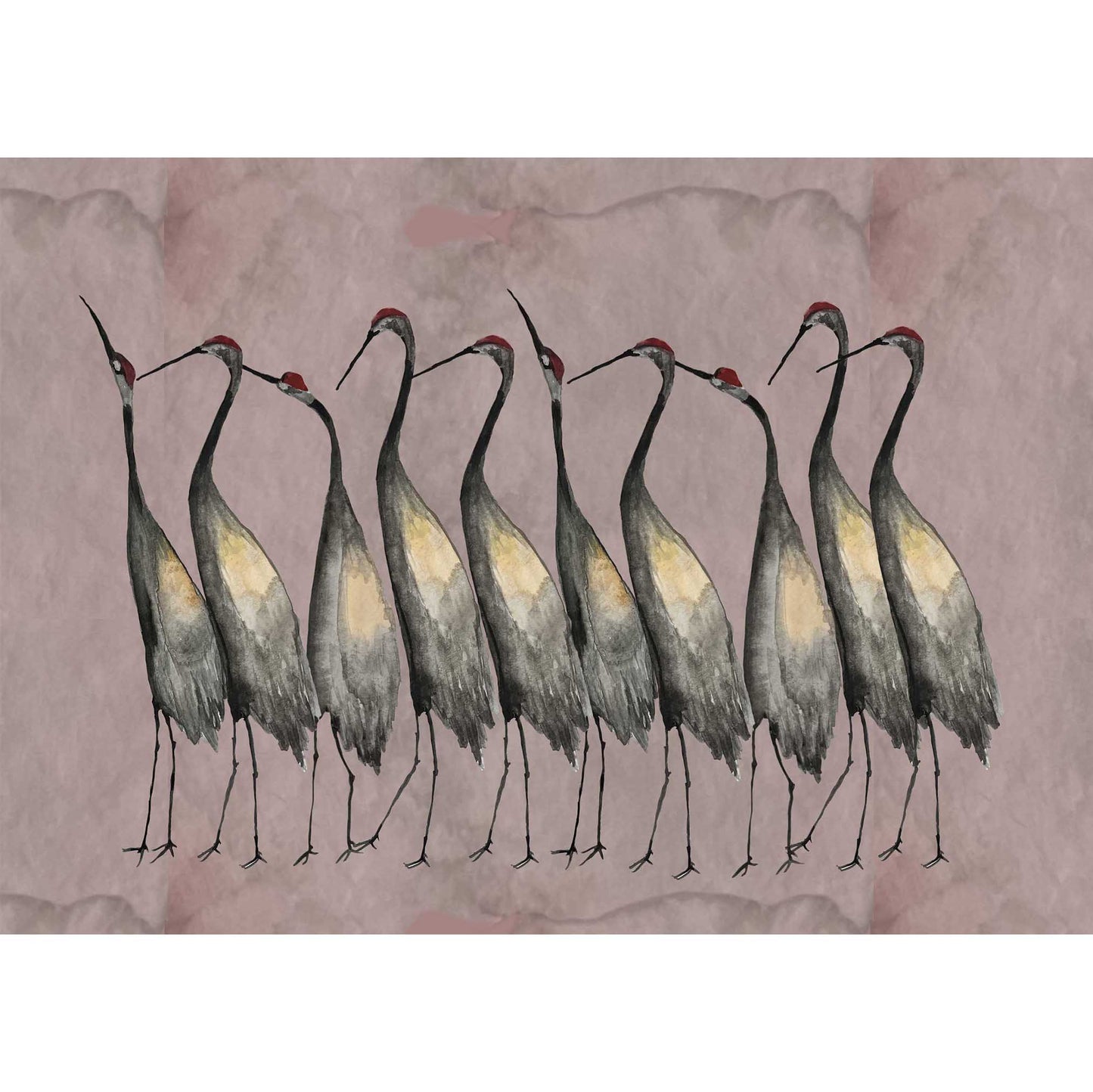 Watercolour Japanese Cranes poster