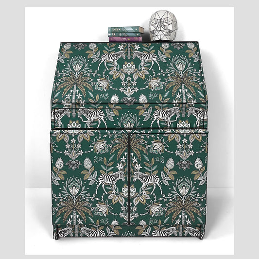 Upcycled  black bureau with green jungle design