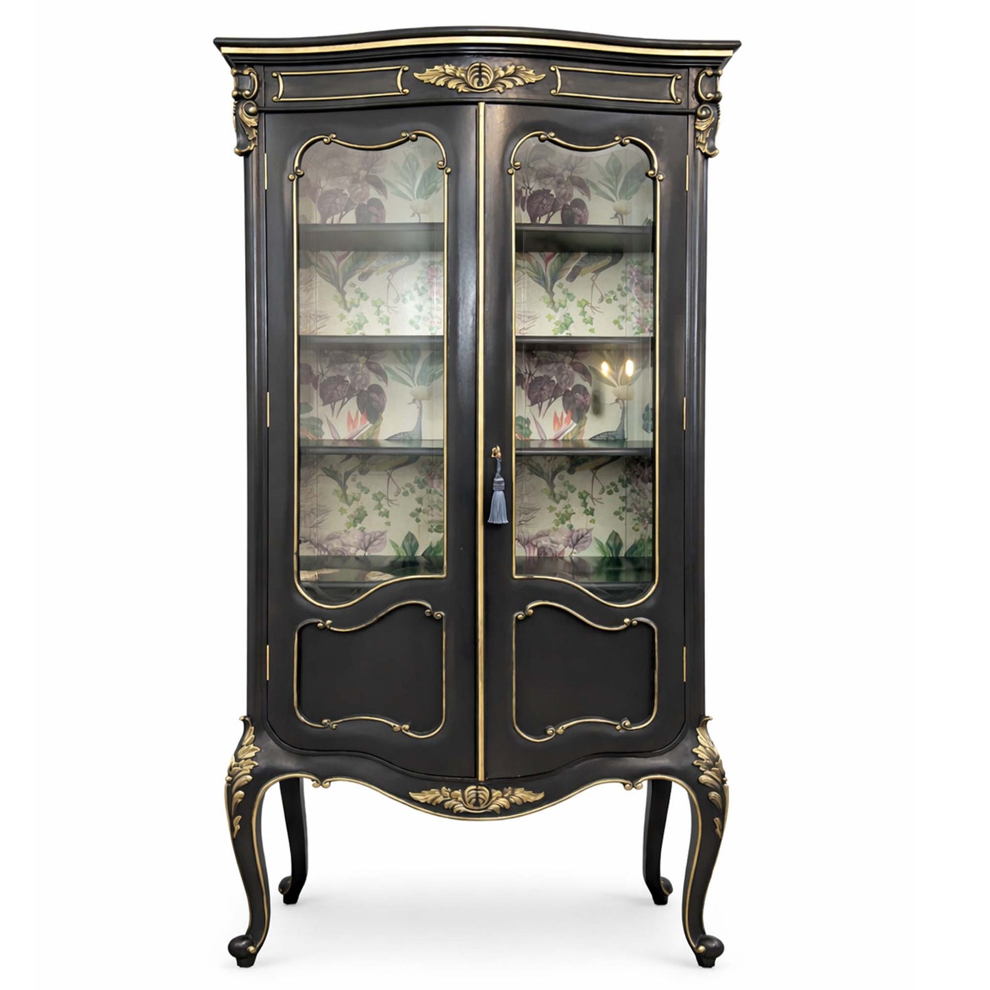 Grey and Gold French Style Display Cabinet