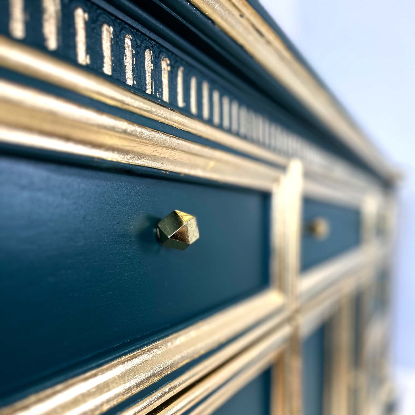 Upcycled Georgian style sideboard with gold