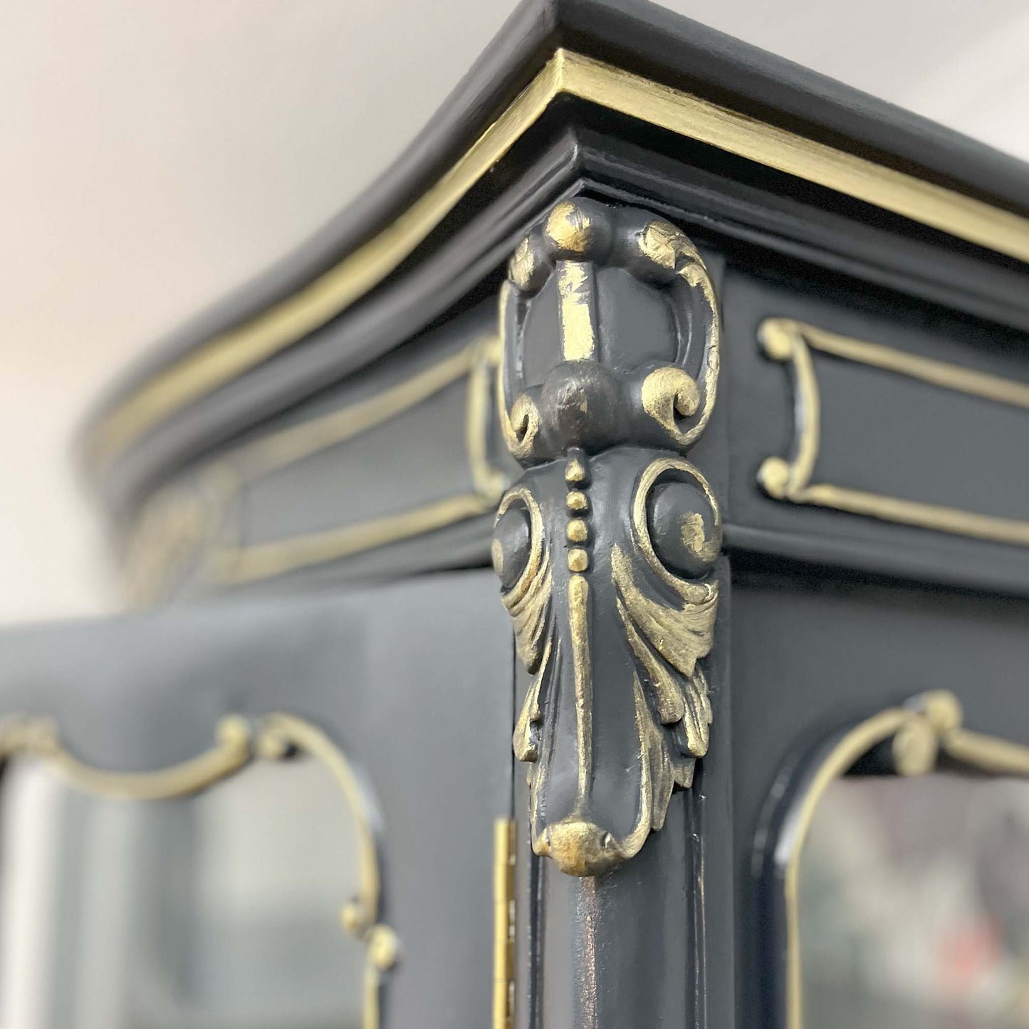 Grey and Gold French Style Display Cabinet