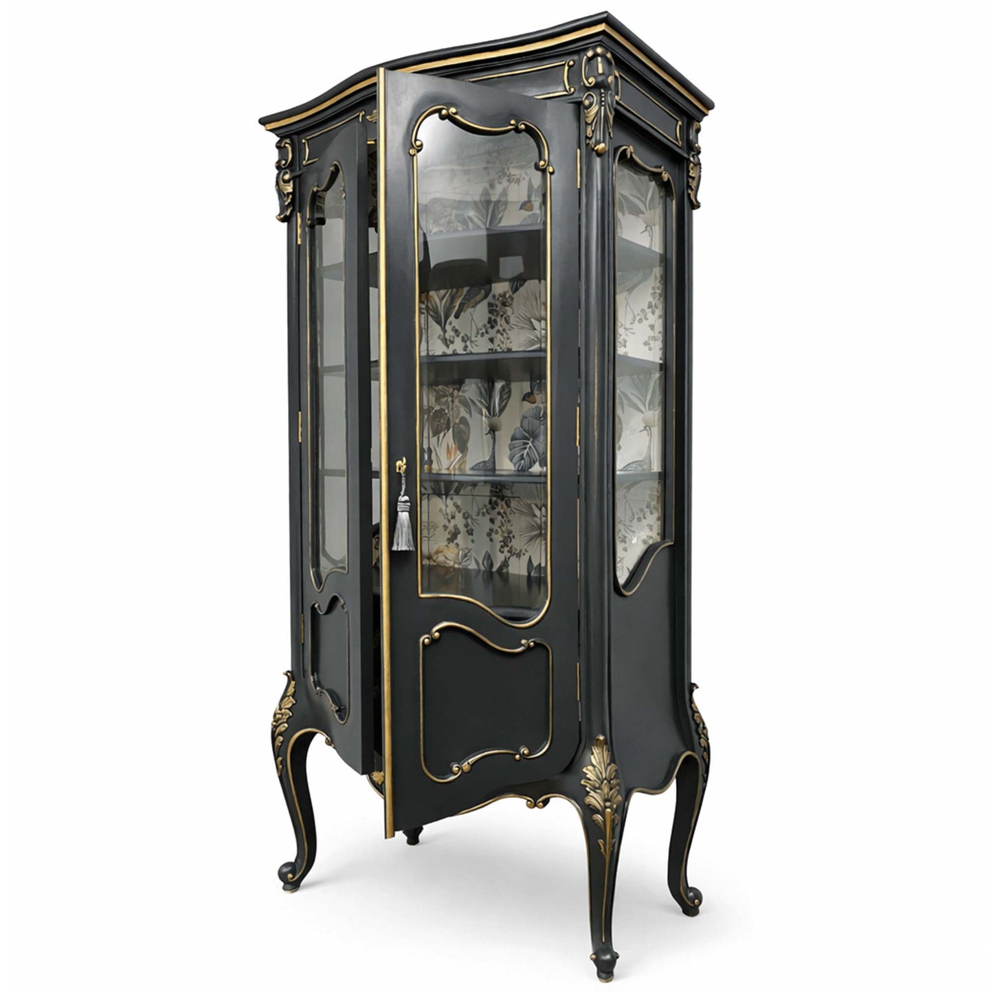 Grey and Gold French Style Display Cabinet
