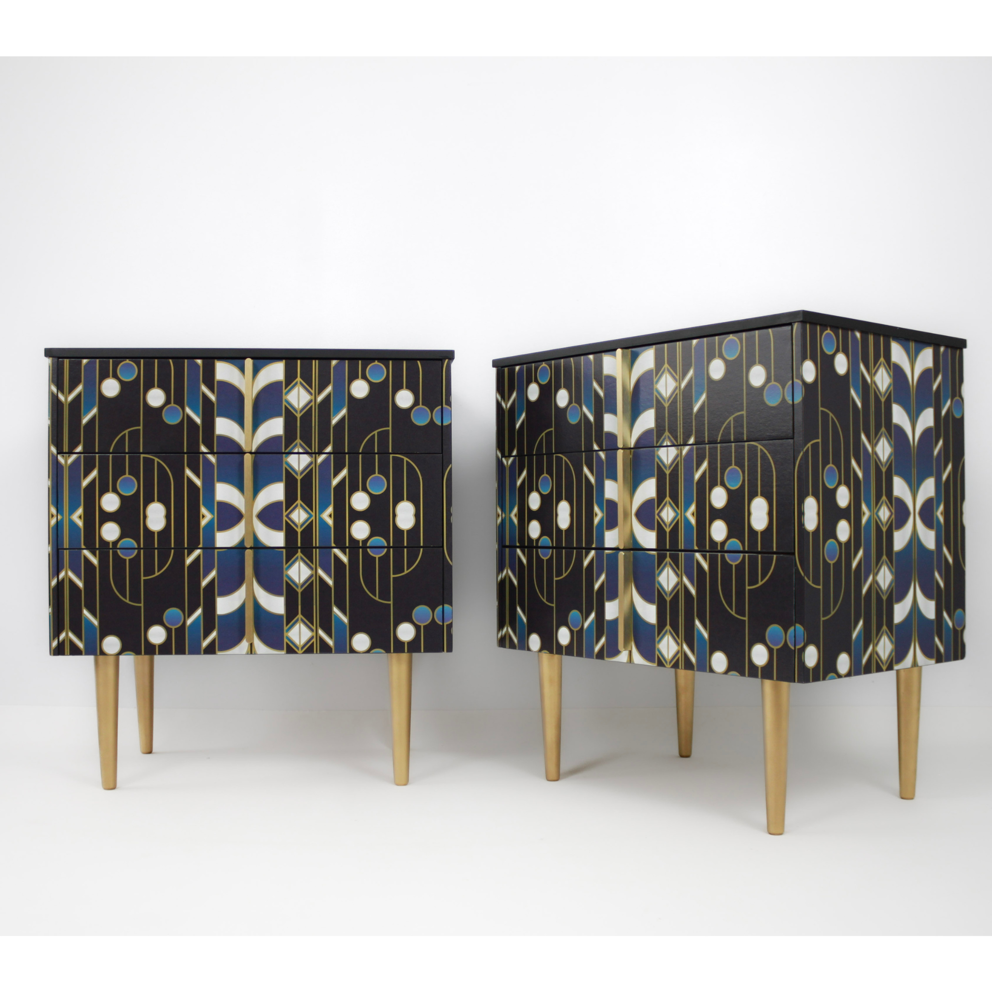 Asian Triangular Drawer Unit Geometric Oriental Drawers | Two Chest of Drawers | Dresser and Drawer